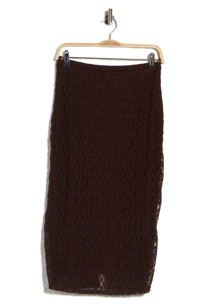 Lace Pencil Midi Skirt, Alternate, color, BROWN COFFEE