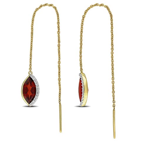 Gemstone & Diamond Threader Earrings 14K