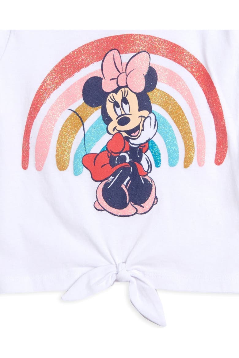 Minnie Mouse T-Shirt and Bike Shorts Set with Scrunchie, Alternate, color, Minnie White Denim