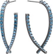 LANA Small 14K Gold Blue Diamond Upside Down Hoop Earrings