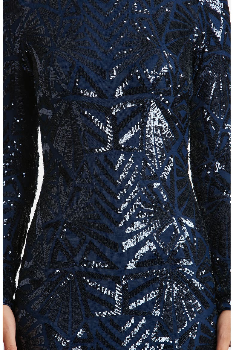 Emery Long Sleeve Sequin Cocktail Dress, Alternate, color, NAVY