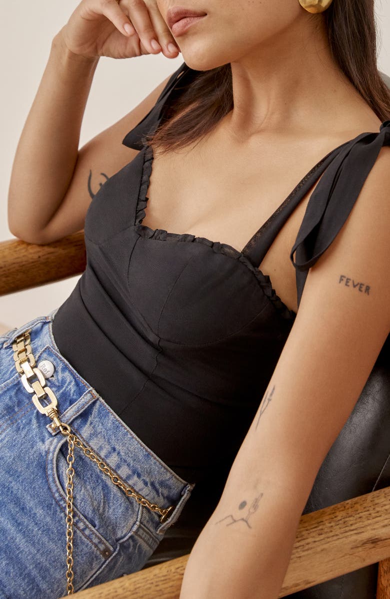 Reformation Blanca Smocked Tie Shoulder Tank, Alternate, color, 