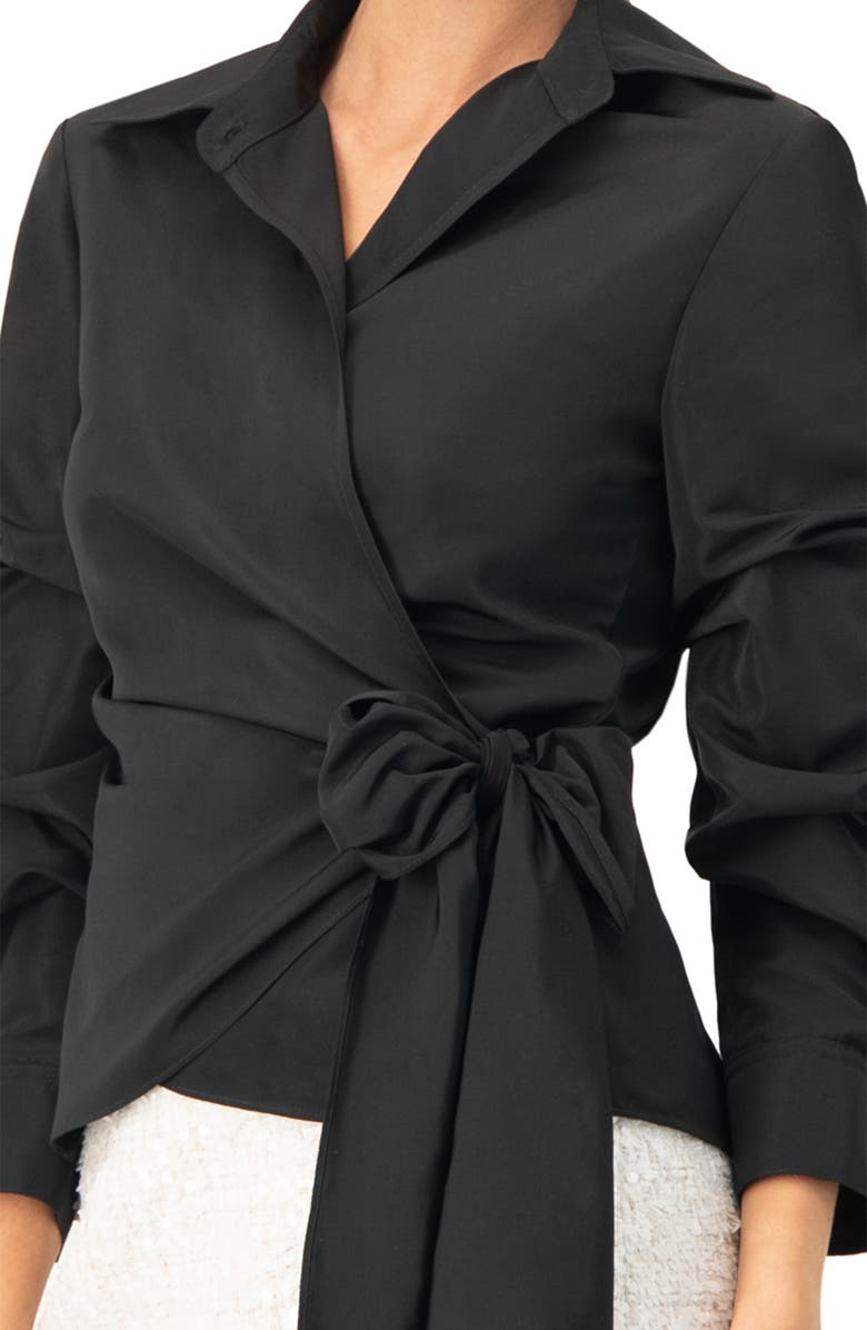 IVONNE Long Sleeve Wrap Shirt, Alternate, color, Black