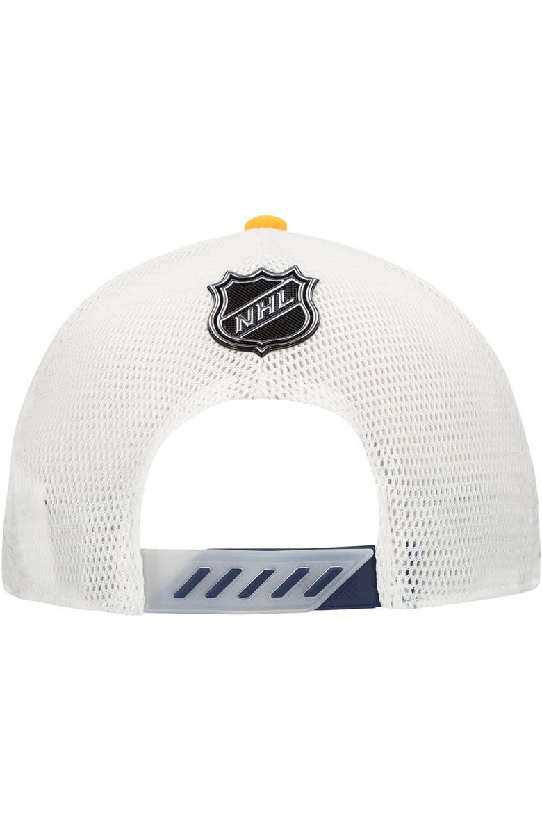 FANATICS Men's Fanatics  Gold Nashville Predators Authentic Pro Draft Adjustable Trucker Hat, Alternate, color, 