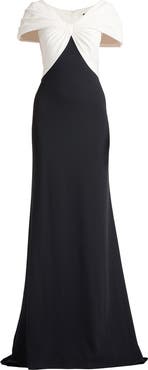 Tadashi Shoji Colorblock Twist Front Gown
