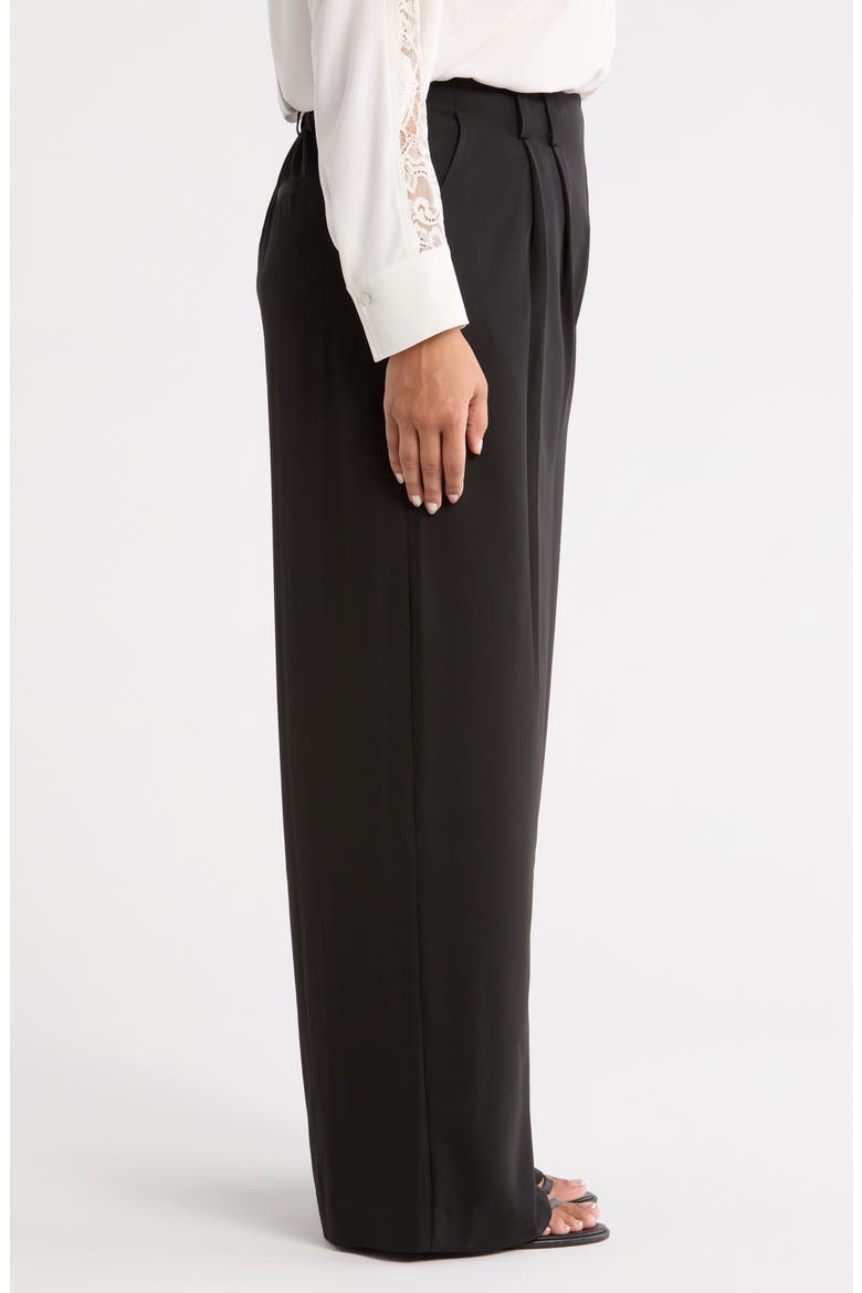 Darcy Pleated High Waist Wide Leg Pants, Alternate, color, BLACK