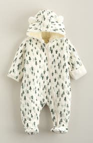 Nordstrom Ear Appliqué Quilted Faux Fur Lined Hooded Bunting