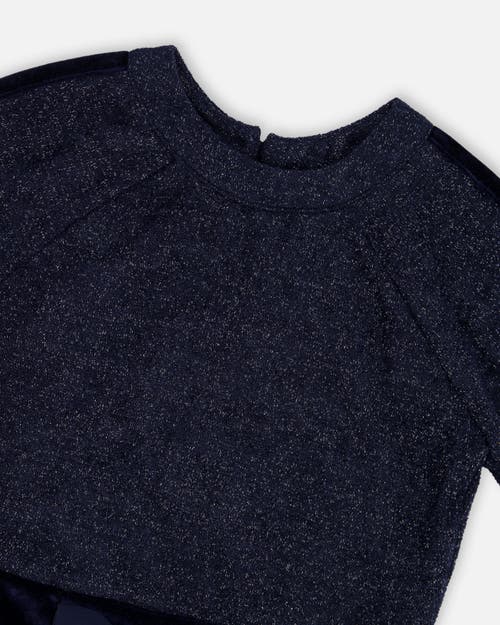 Deux Par Deux 3/4 Sleeve Lurex Dress In Black