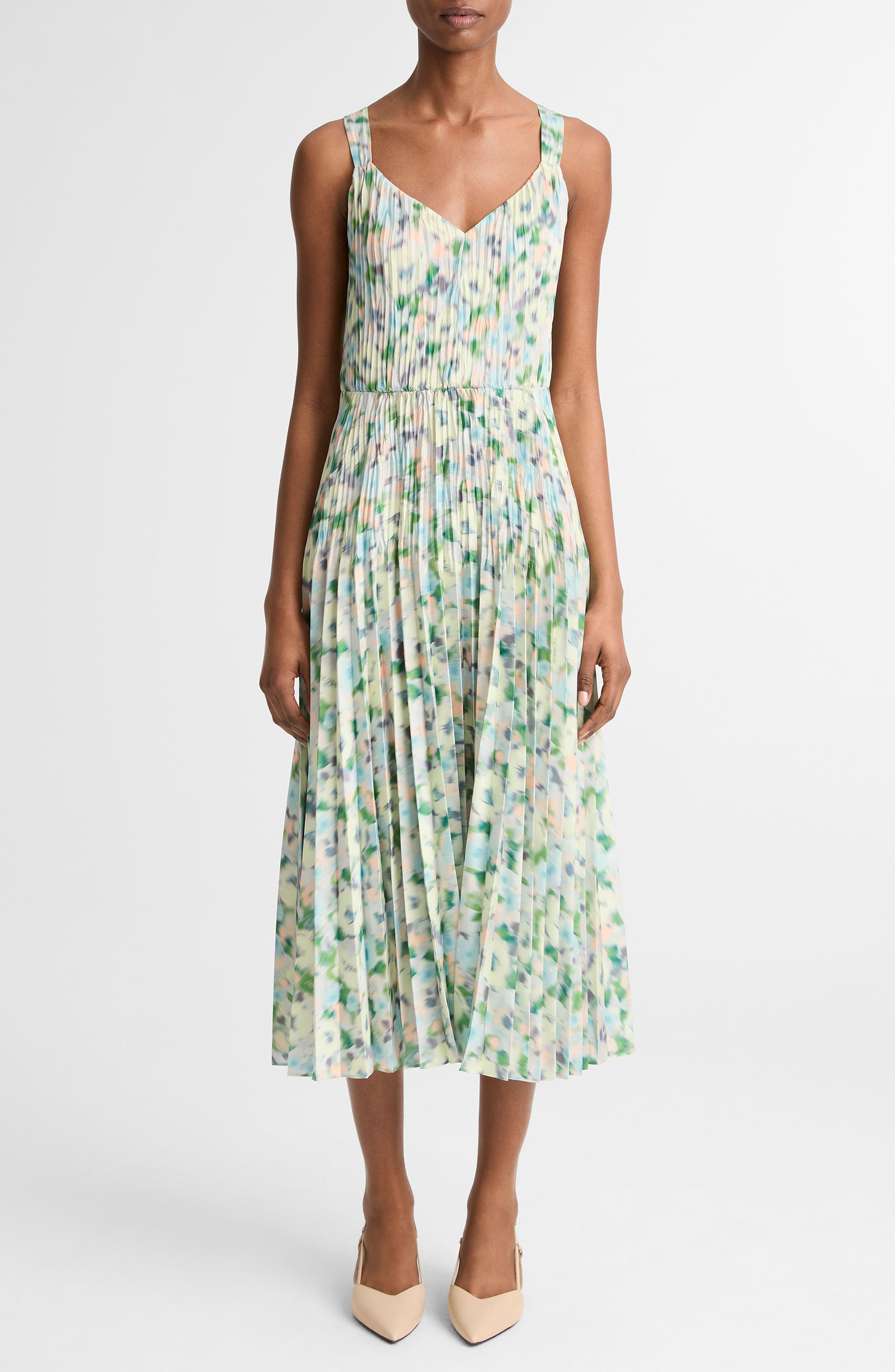 vince berry blooms pleated shirt dress Vince Berry Blooms Pleated Shirt Dress - Blue