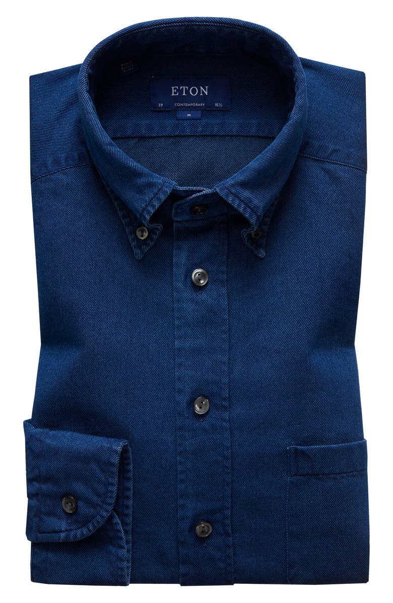 Eton Soft Casual Line Contemporary Fit Chambray Shirt, Main, color, 