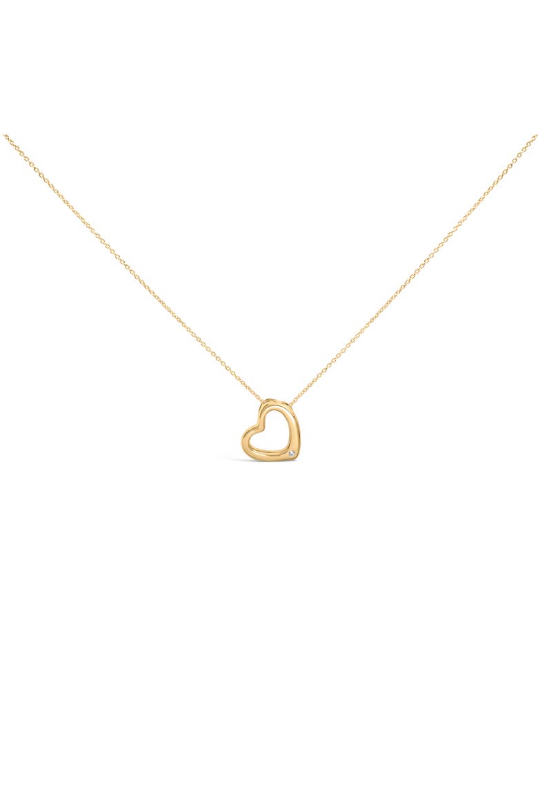 Gold Vermeil Diamond Accent Heart Pendant Necklace, Main, color, Silver