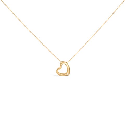 Gold Vermeil Diamond Accent Heart Pendant Necklace