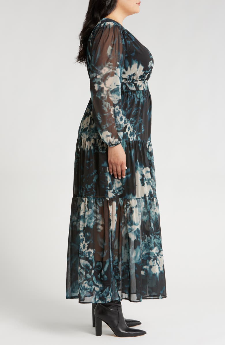 Chelsea28 Tiered Long Sleeve Chiffon Dress, Alternate, color, 