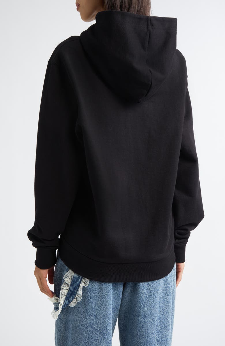 Tanner Fletcher Gender Inclusive Bennett Bow Pocket Cotton Zip-Up Hoodie, Alternate, color, Black