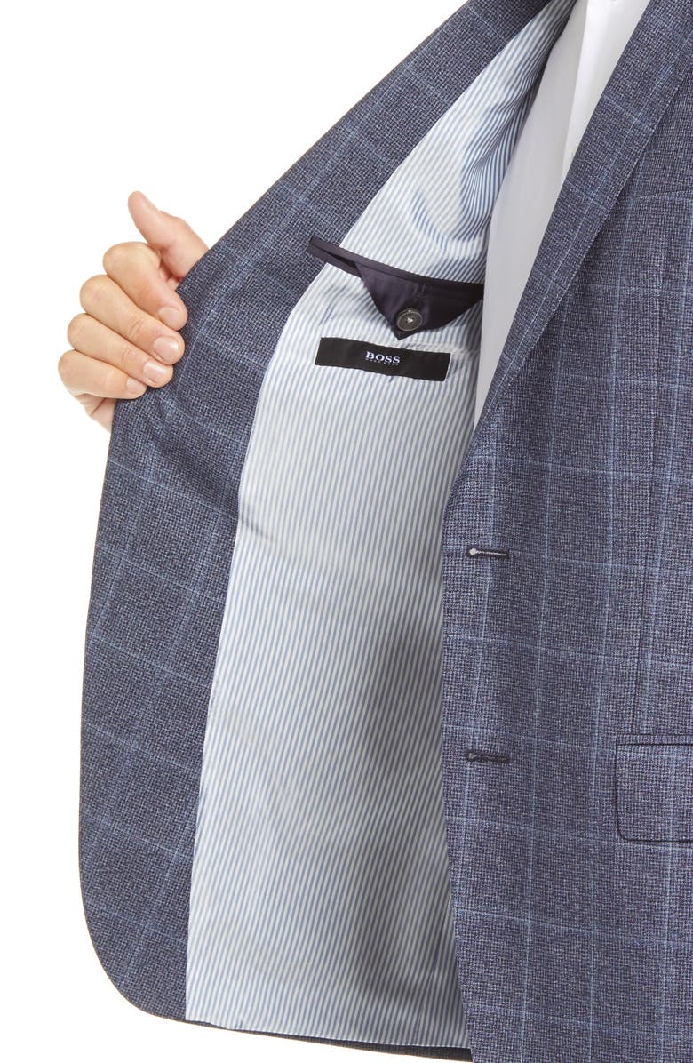 BOSS Hartlay Trim Fit Windowpane Wool Sport Coat, Alternate, color,