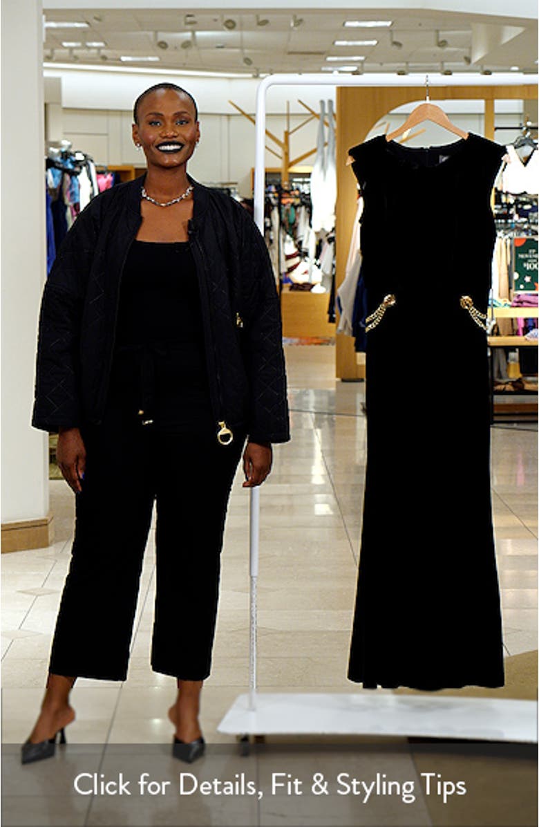 Chain Detail Draped Velvet Gown, sales video thumbnail