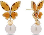 EYE CANDY LOS ANGELES Alessia Faux Pearl Butterfly Drop Earrings