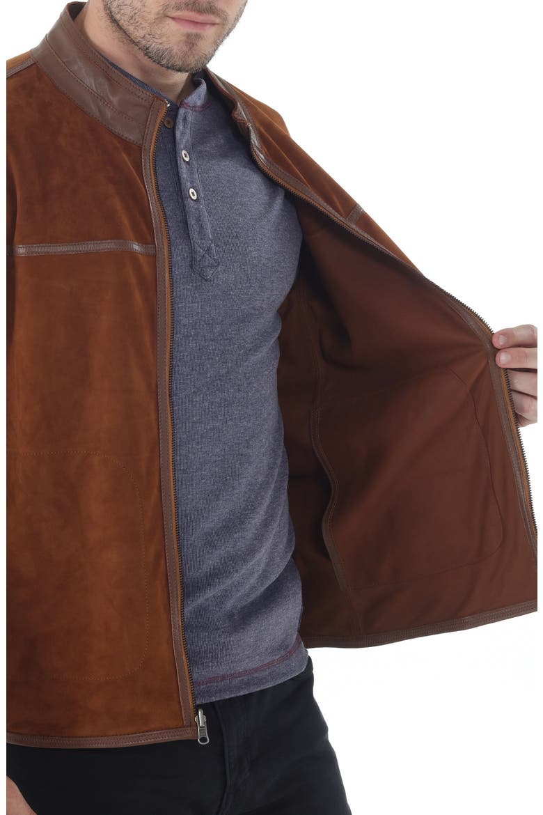 Reversible Lambskin Leather Jacket, Alternate, color, SADDLE