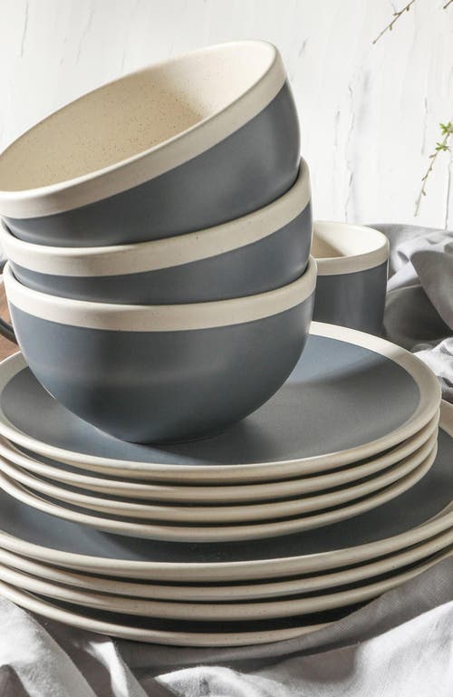 Stone Lain Serenity Stoneware 16-piece Dinnerware Set In Black
