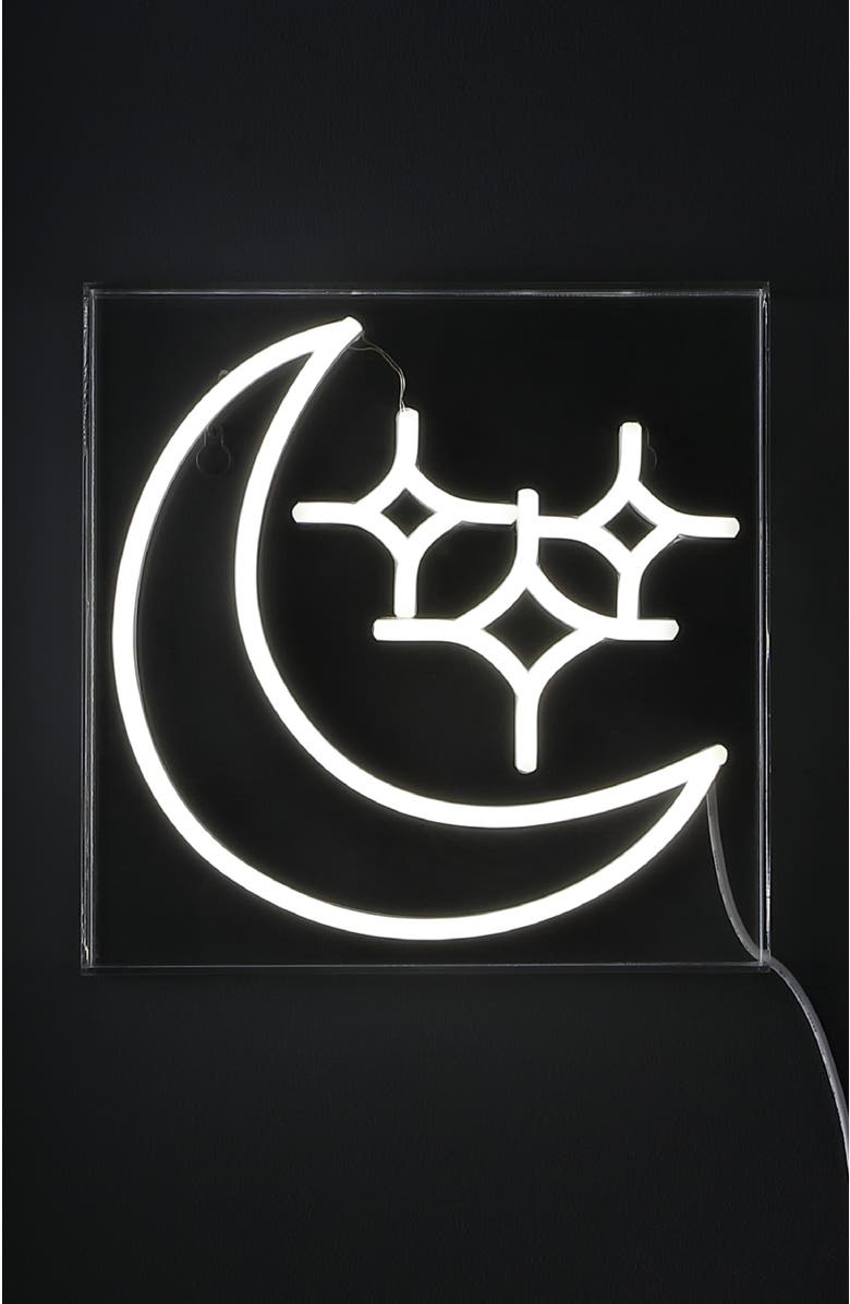 JONATHAN Y Starry Square Contemporary Glam Acrylic Box USB Operated LED Neon Light, Alternate, color, White