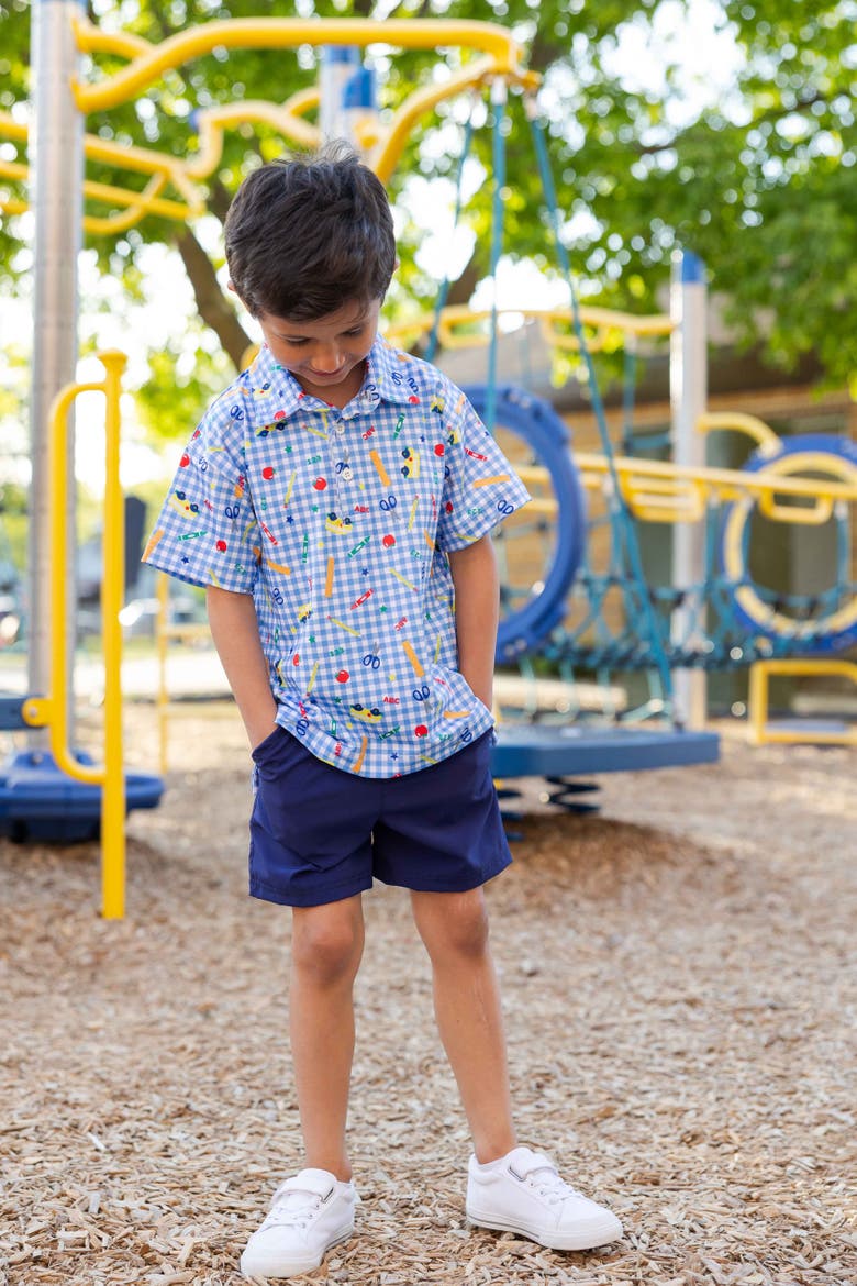 School Print Polo, Alternate, color, Blue/Multi