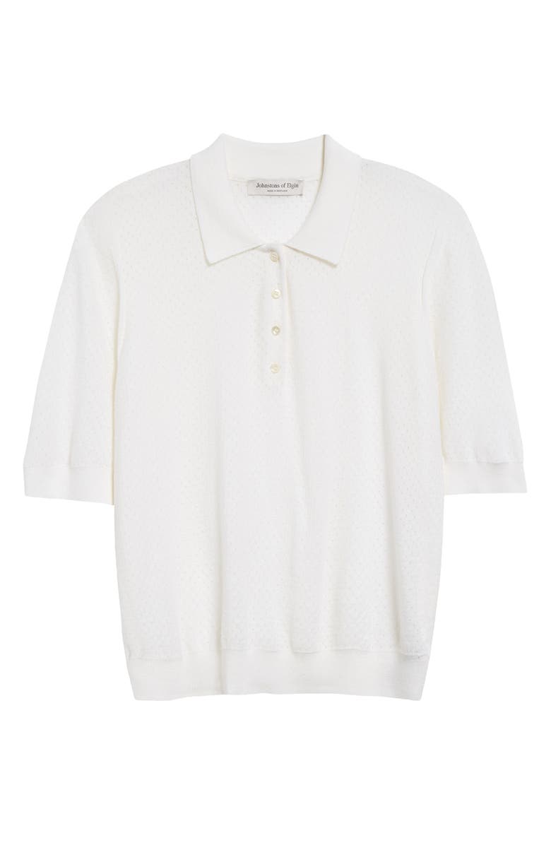 Johnstons of Elgin Supertine Merino Wool Mesh Polo Sweater, Alternate, color,