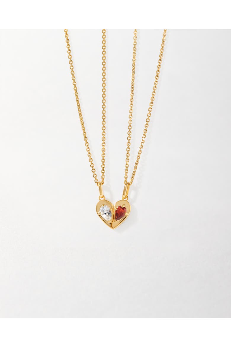 Toi et Moi Garnet & Topaz Friendship Necklaces, Alternate, color, Metallic Gold