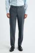 Berle Saxony Trim Fit Flat Front Thatch Weave Wool Blend Dress Pants