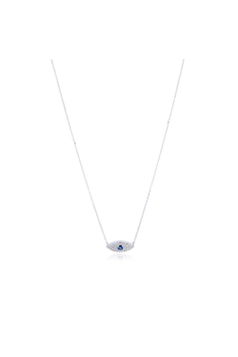 Mini Blue Sapphire Evil Eye Necklace, Main, color, Blue Sapphire