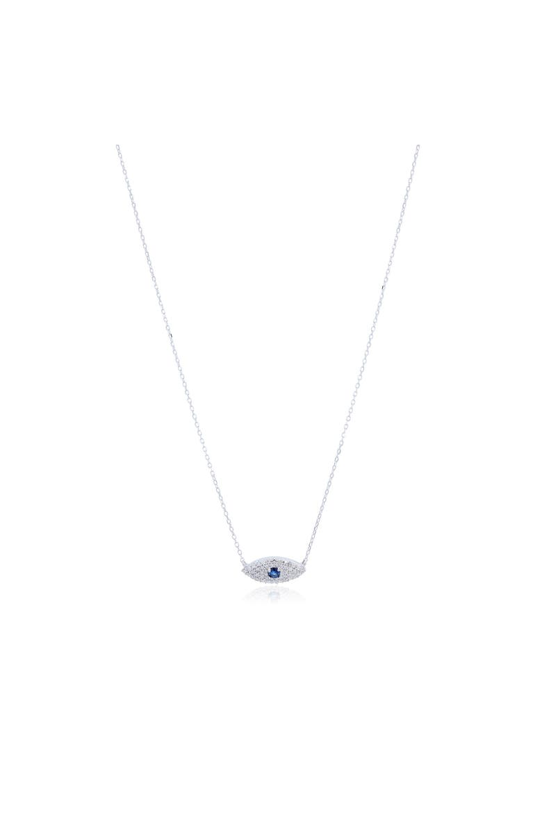 The Lovery Fine Jewelry Mini Blue Sapphire Evil Eye Necklace, Main, color, Blue Sapphire