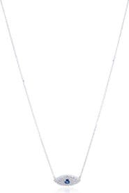 The Lovery Fine Jewelry Mini Blue Sapphire Evil Eye Necklace