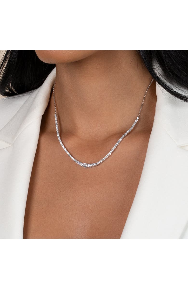 BY ADINA EDEN CZ Half Graduated Tennis Necklace, Alternate, color, Silver