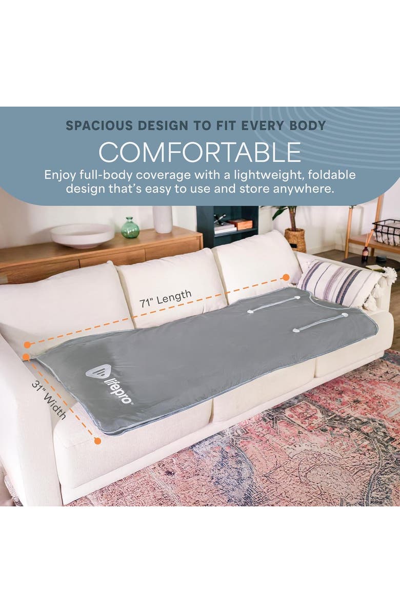 Lifepro BioRemedy Infrared Sauna Blanket Portable Full Body Detox & Relaxation, Alternate, color, Regular Grey