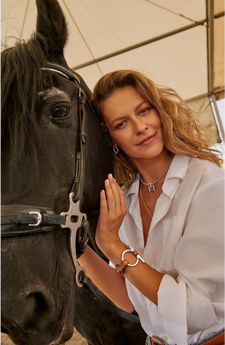 CXC Omega Leather Bracelet, Alternate, color, Silver