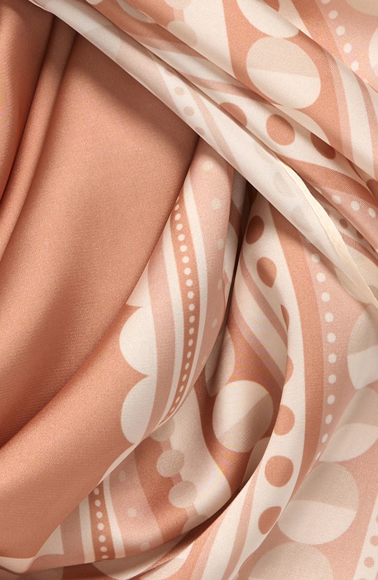 Treasure & Bond Square Satin Scarf, Alternate, color, Rust Crescent Border