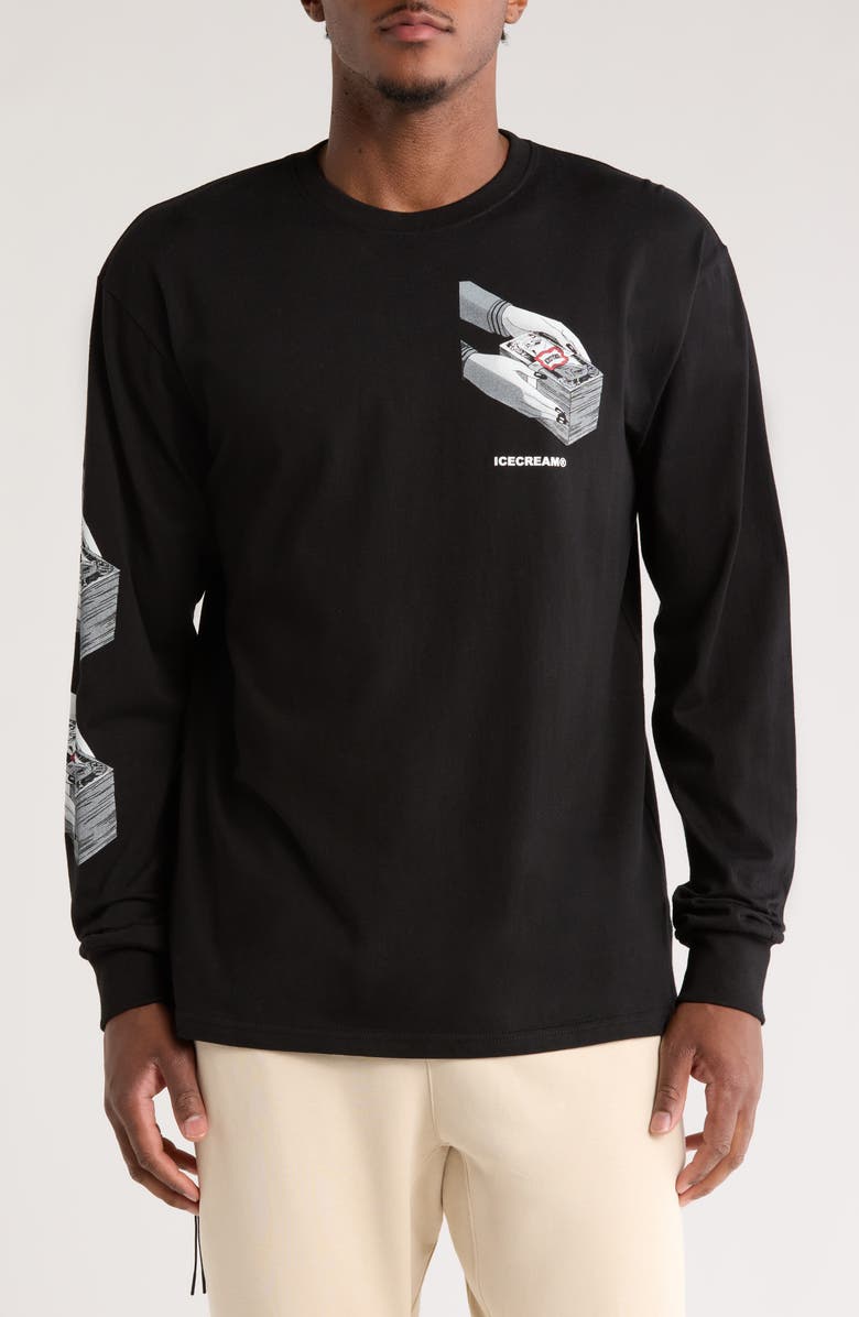 ICECREAM Stack Long Sleeve Cotton Graphic T-Shirt, Main, color,