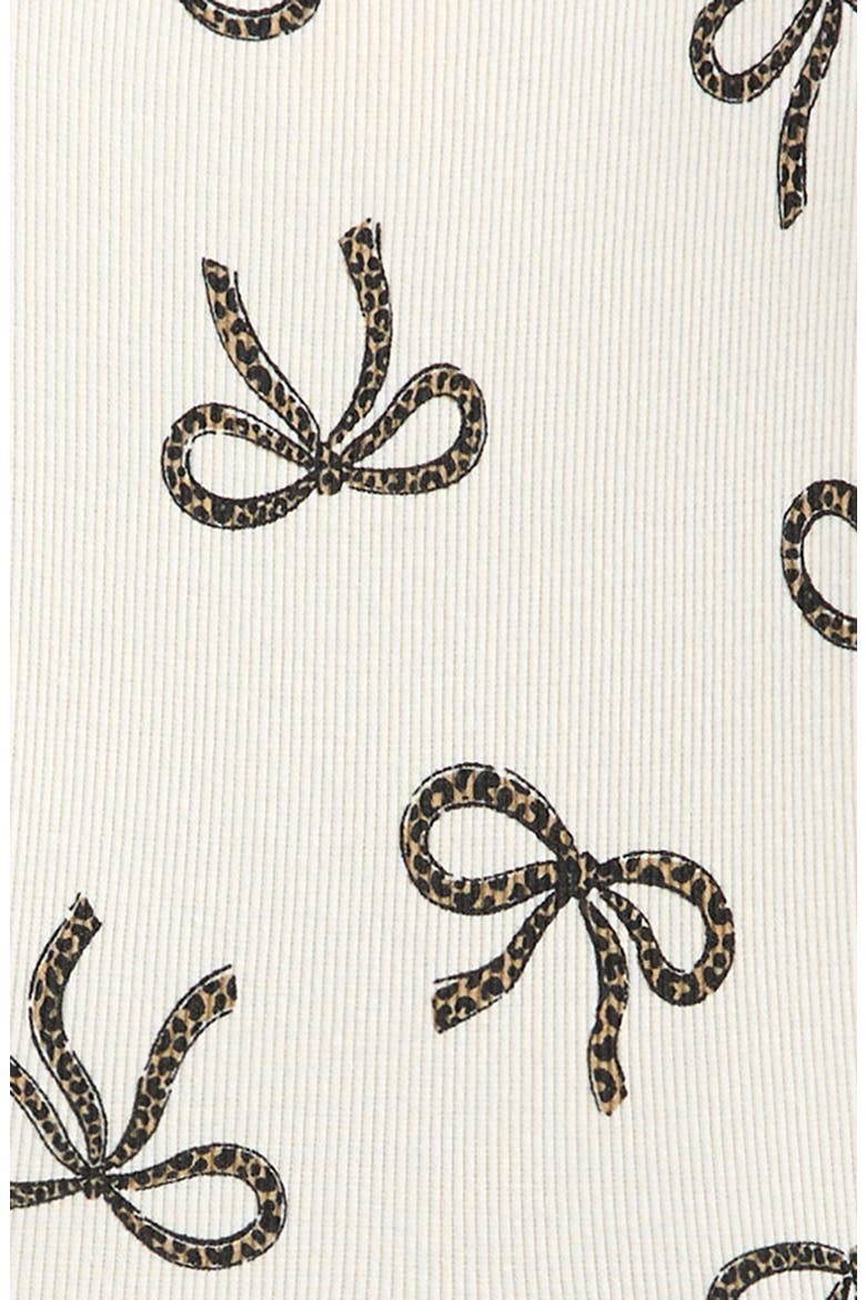 Kids' Ribbed Ruffle Dress, Alternate, color, IVORY TOFU LEOPARD BOWS