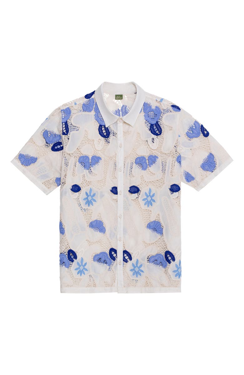 Agua Bendita Jared Tales Open Knit Cover-Up Button-Up Shirt, Alternate, color, Multicolor