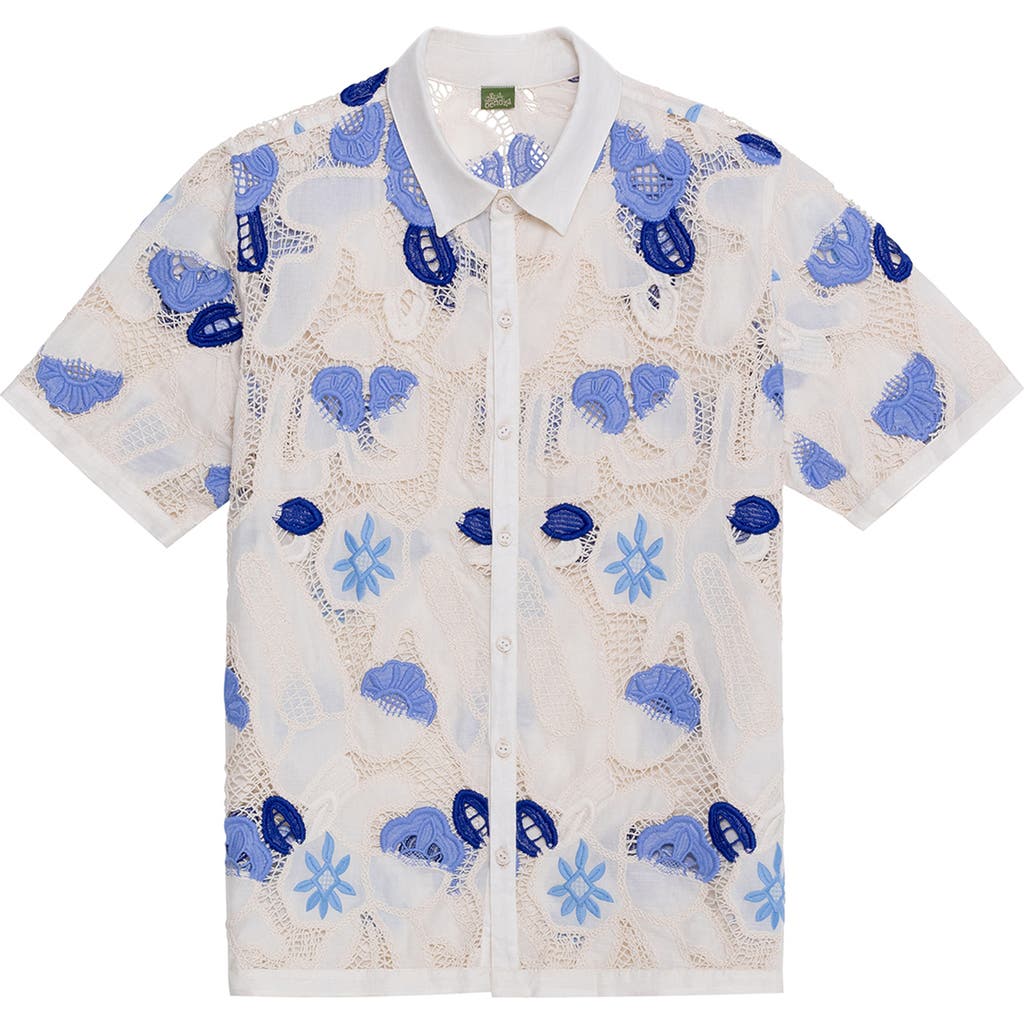 AGUA BENDITA AGUA BENDITA JARED TALES OPEN KNIT COVER-UP BUTTON-UP SHIRT