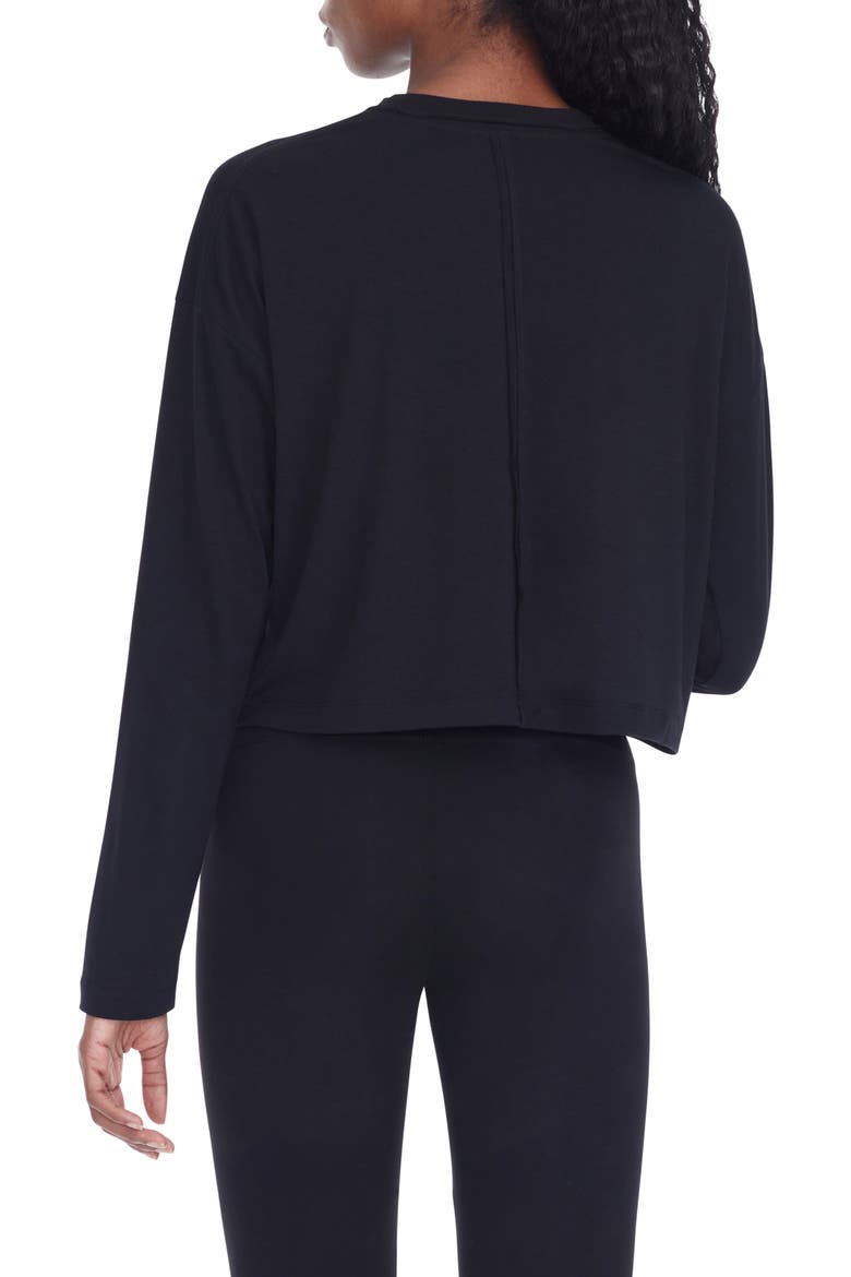Long Sleeve Boxy Crop Pocket T-Shirt, Alternate, color, BLACK