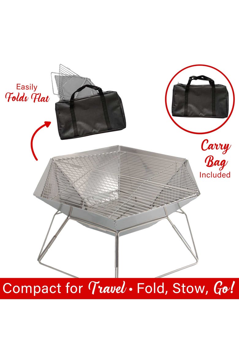 20" Portable Stainless Steel Folding Charcoal BBQ Grill, Alternate, color, Silver