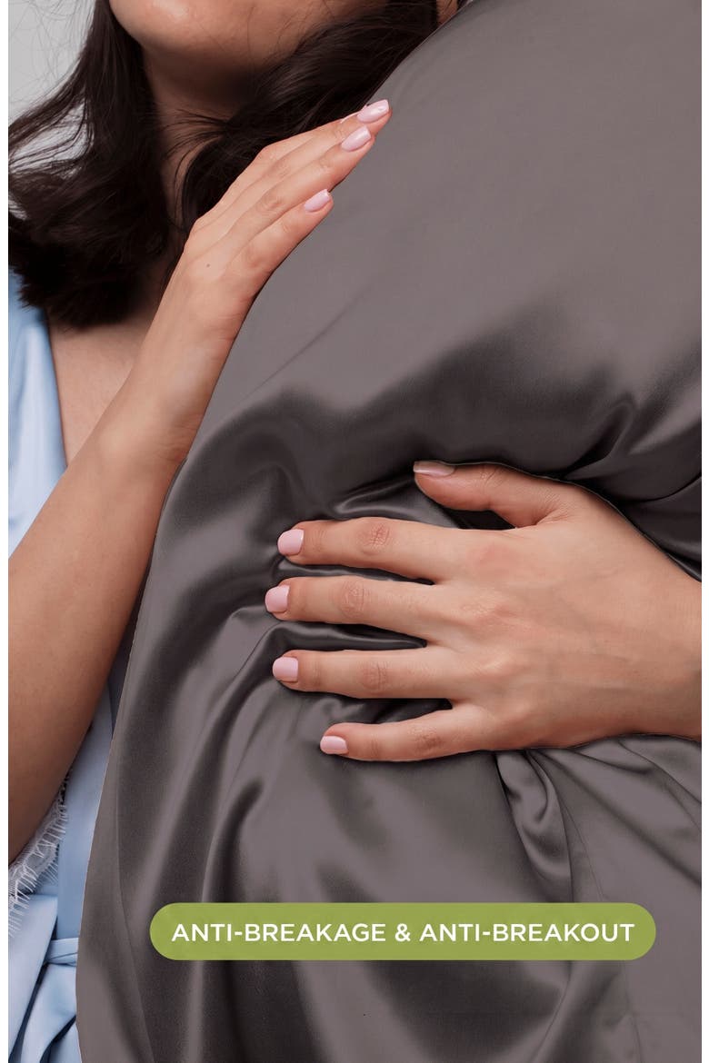 Satin Pillowcase, Alternate, color, GUNMETAL