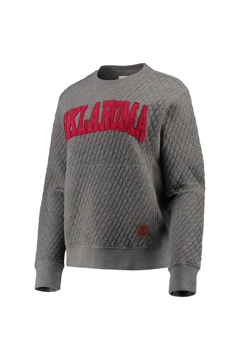 Women's Pressbox Heather Charcoal Oklahoma Sooners Moose Quilted Pullover Sweatshirt, Alternate, color, Heather Gray
