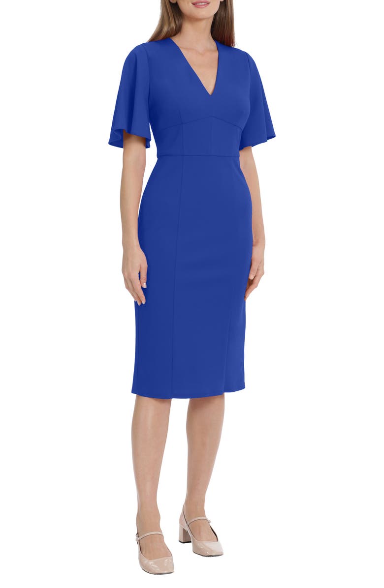 Maggy London Flutter Sleeve Midi Dress, Alternate, color, Retro Blue