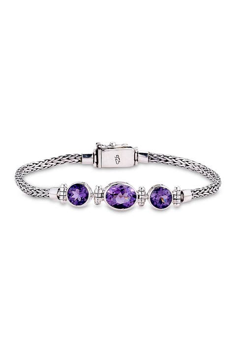 Sterling Silver Amethyst Tulang Naga Bracelet