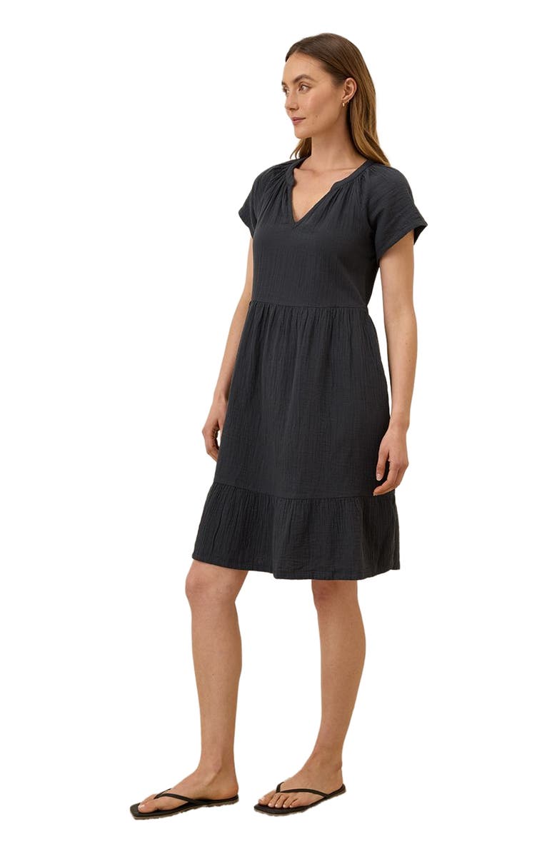 Pact Organic Cotton Coastal Double Gauze Breezy Dress, Alternate, color, Black