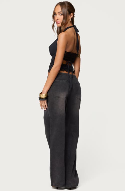 Edikted Aliyah Low Rise Wide Leg Jeans In Gray