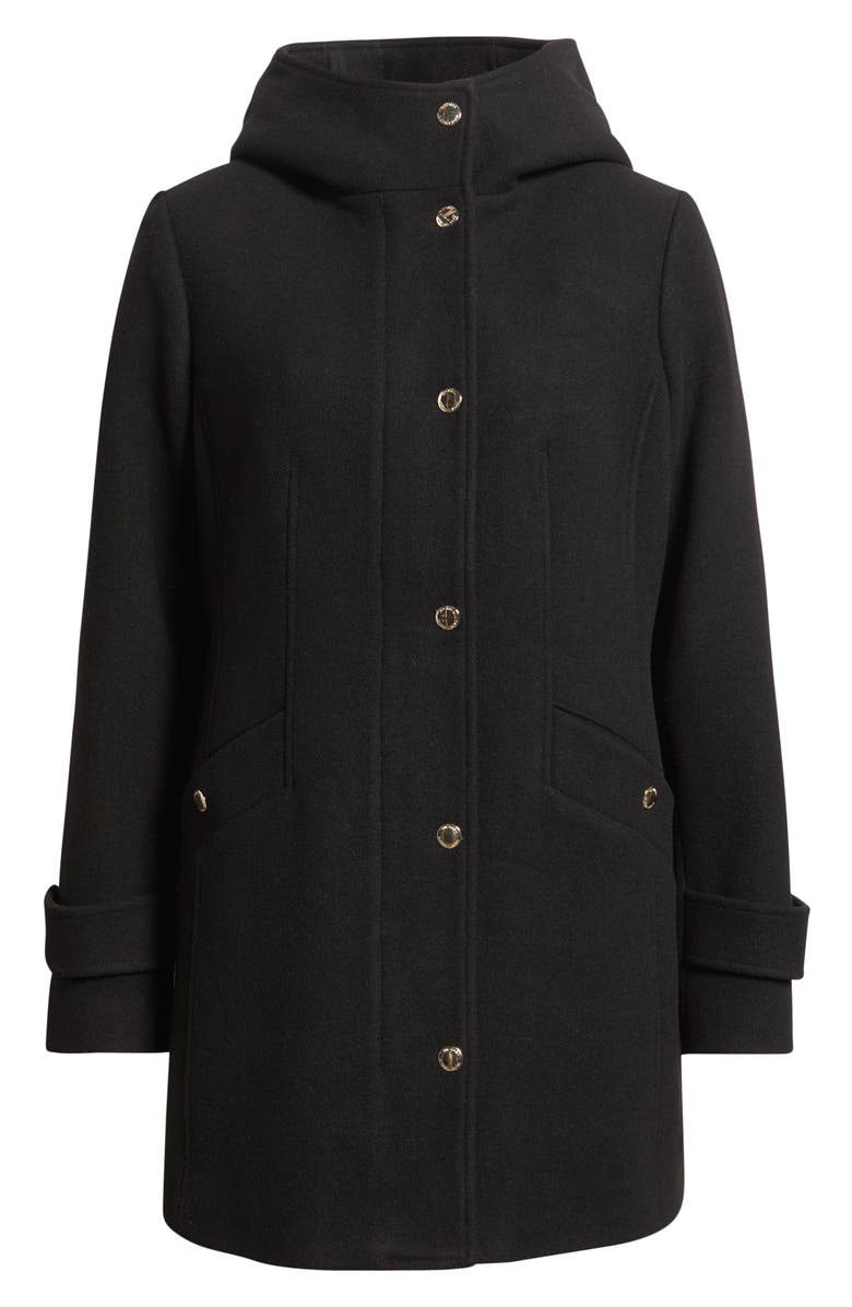 Michael Kors Wool Blend Hooded Coat, Alternate, color, Black