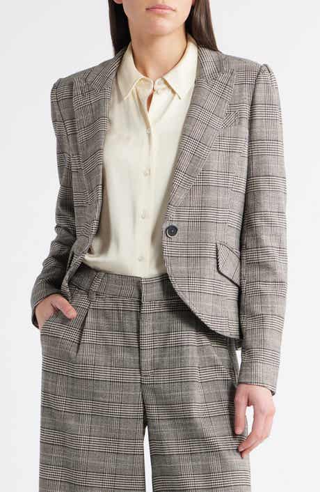 Wit & Wisdom Glen Plaid Puff Shoulder Blazer