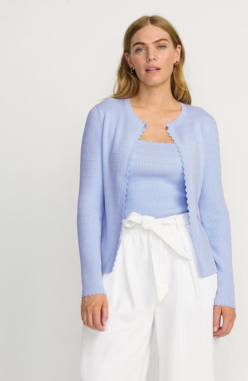 Lands' End Blend Scallop Edge Fitted Cardigan Sweater
